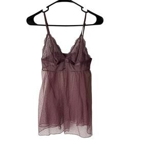 Victoria's Secret Medium Purple Sheer Lace Swiss Dot Babydoll Camisole Top